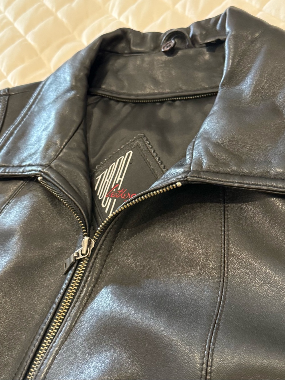 TIBCA Leathers Vintage Black Leather Jacket Full Zip Collared Women's Size 1X